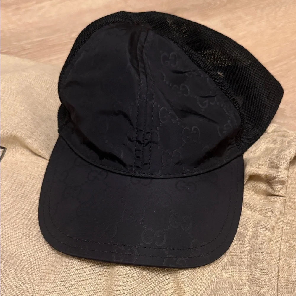 Gucci Black Monogram Baseball Cap